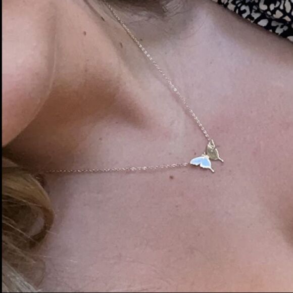 18k Gold Butterfly Initial Necklace - Picture 2 of 10